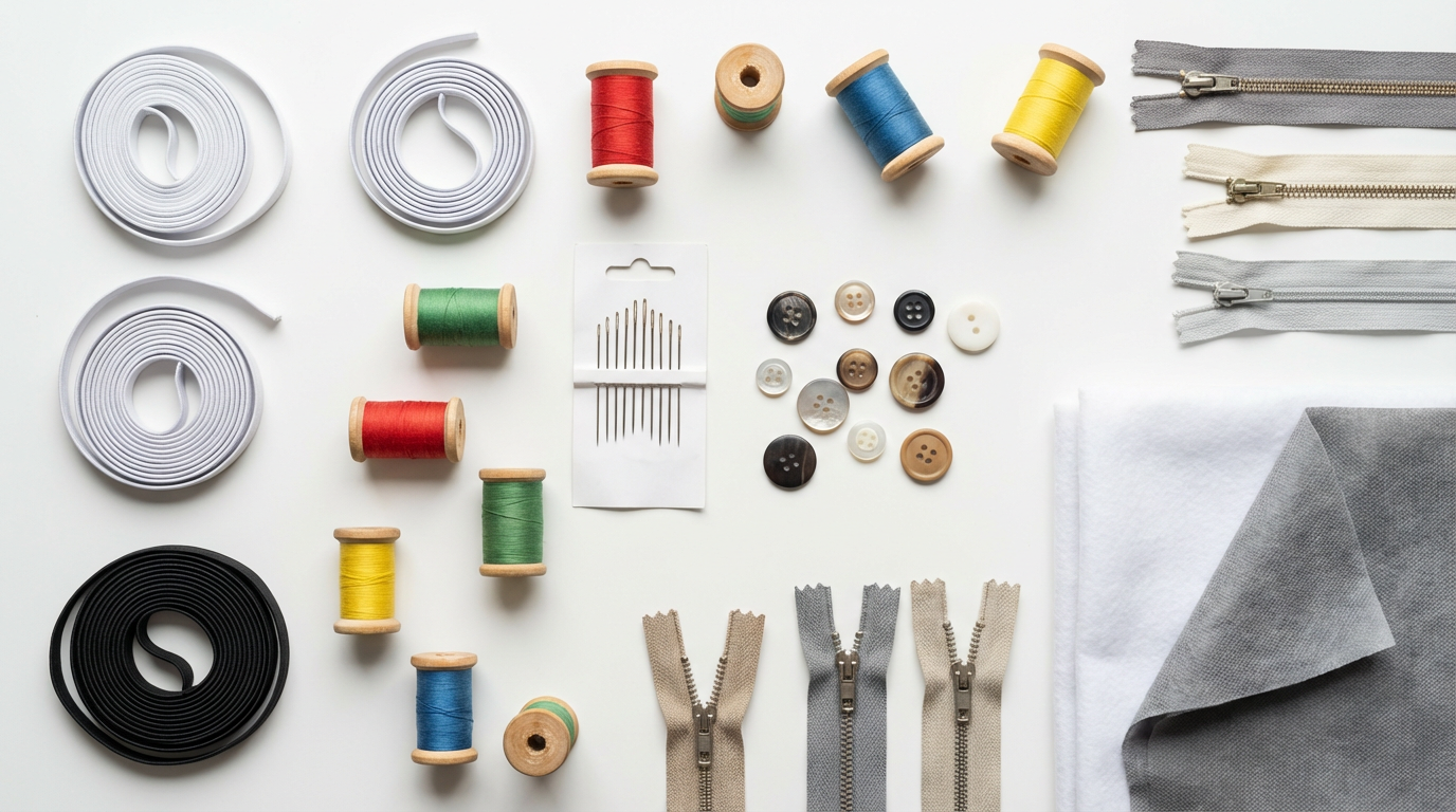 Avíos textiles: hilos, cierres, botones y materiales de costura