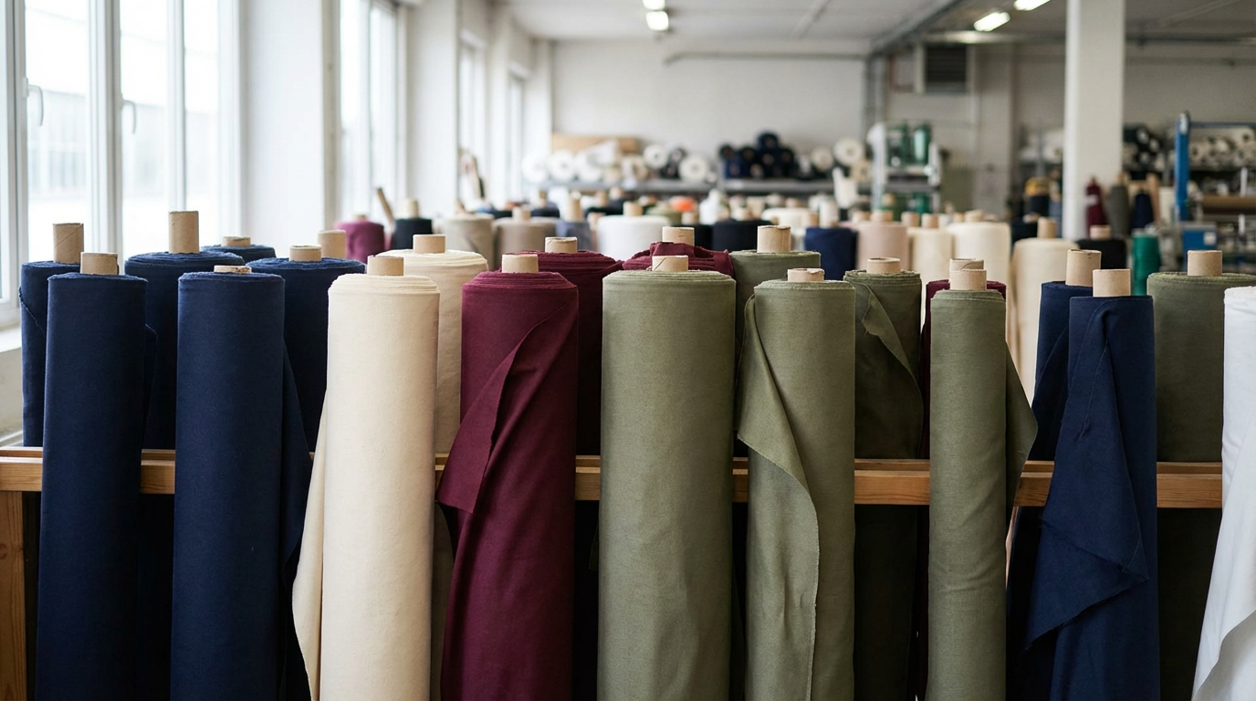 Rollos de tela al mayoreo en bodega textil